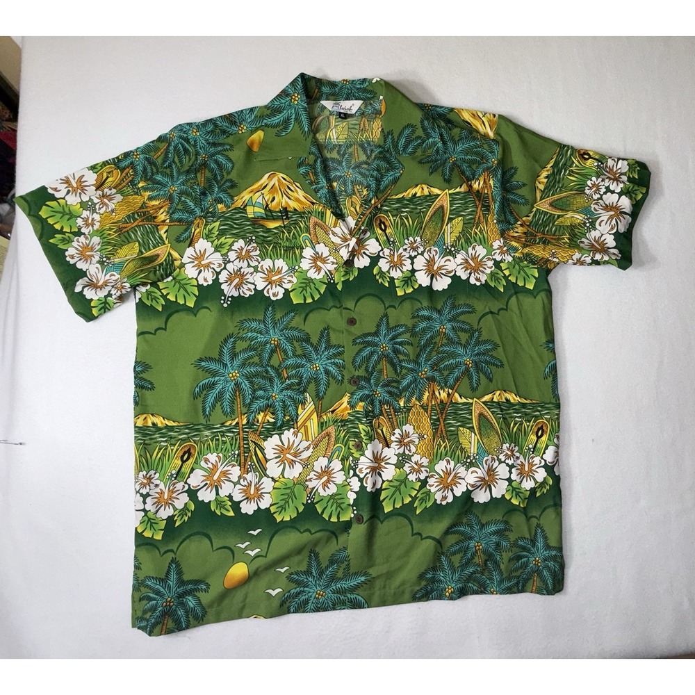 Alvish  Mens Floral Scenic Beach Aloha Party Hawaiian Shirt‎ Size XL